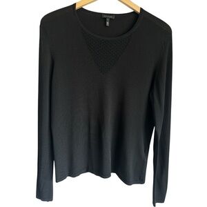 ESCADA Black Knit Sweater |‎ Long Sleeve Cotton Blend Pullover Top | Large